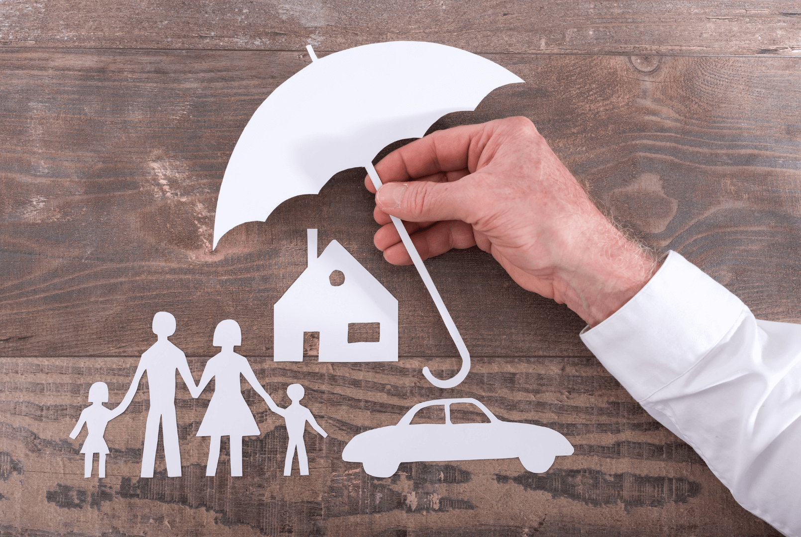 Umbrella protecting family and home